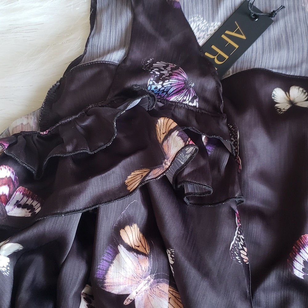 Cold Shoulder Satin Ruffle Top - Picture 6 of 8